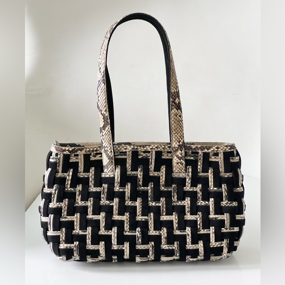 Nancy Gonzalez Python Suede Woven Snake Skin Purse Bag Colombia Rare - Picture 5 of 15